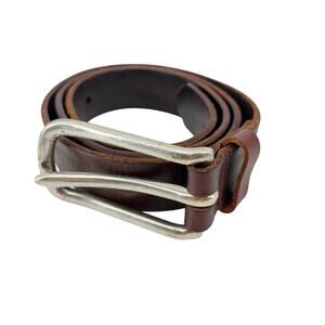 Liebeskind Berlin Brown Leather Belt Silver Tone Buckle 95CM